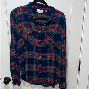 Plaid Button Down Shirt - Blue and Red